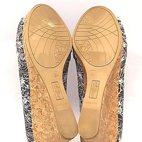 Dexflex Comfort Black and White Floral Wedge with Cork Look Heels 8W - Picture 8 of 10
